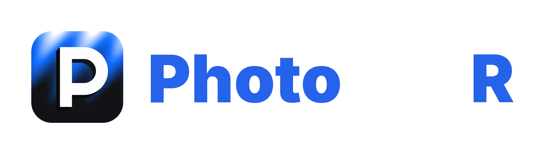 PhotoEditR white logo on transparent background